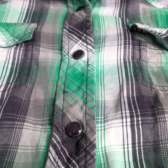Cruel Girl Western Pearl Snap Flannel Shirt Button Up Plaid Women's Small - Picture 5 of 8